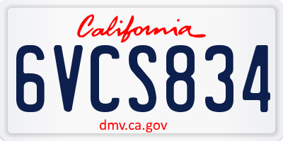 CA license plate 6VCS834