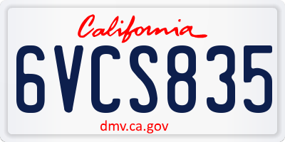 CA license plate 6VCS835