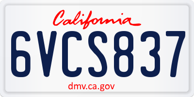 CA license plate 6VCS837