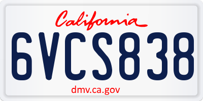 CA license plate 6VCS838