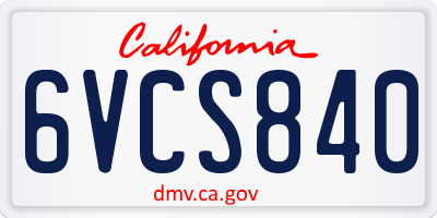 CA license plate 6VCS840