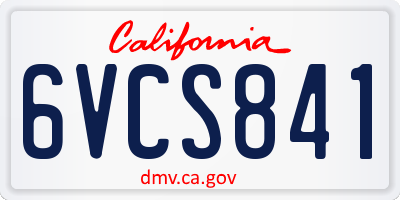 CA license plate 6VCS841
