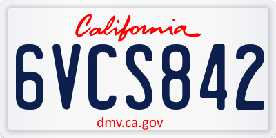 CA license plate 6VCS842