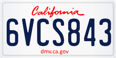 CA license plate 6VCS843