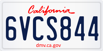 CA license plate 6VCS844