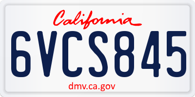 CA license plate 6VCS845