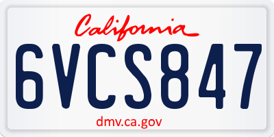 CA license plate 6VCS847