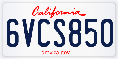CA license plate 6VCS850