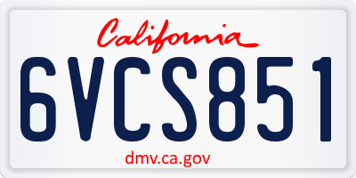 CA license plate 6VCS851