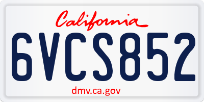 CA license plate 6VCS852