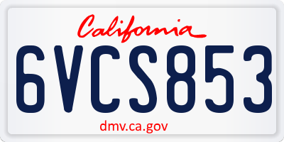 CA license plate 6VCS853