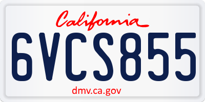 CA license plate 6VCS855