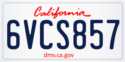 CA license plate 6VCS857