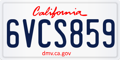 CA license plate 6VCS859