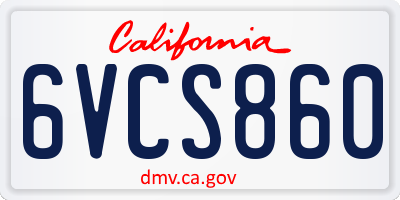 CA license plate 6VCS860