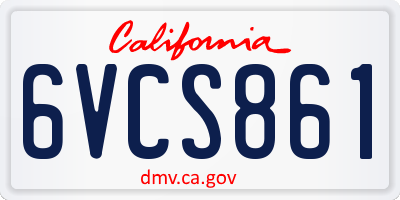 CA license plate 6VCS861