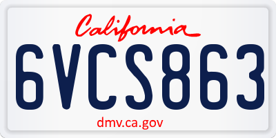 CA license plate 6VCS863