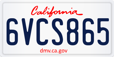 CA license plate 6VCS865