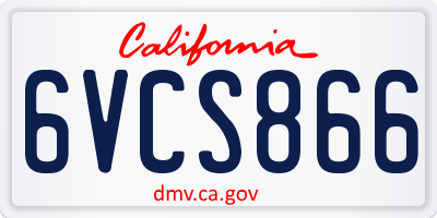 CA license plate 6VCS866
