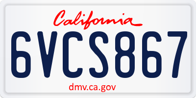 CA license plate 6VCS867