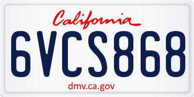 CA license plate 6VCS868