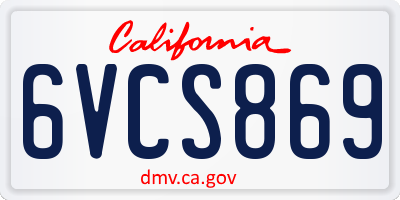 CA license plate 6VCS869