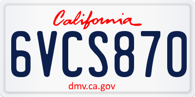 CA license plate 6VCS870
