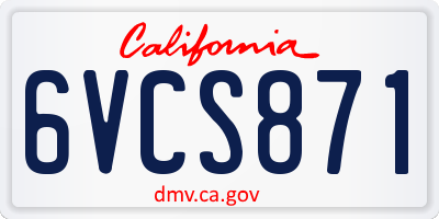 CA license plate 6VCS871