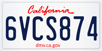 CA license plate 6VCS874