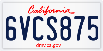 CA license plate 6VCS875