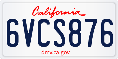 CA license plate 6VCS876