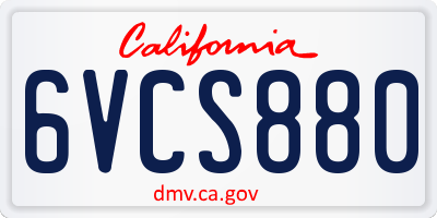 CA license plate 6VCS880