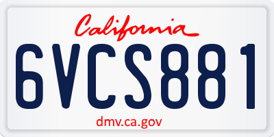 CA license plate 6VCS881