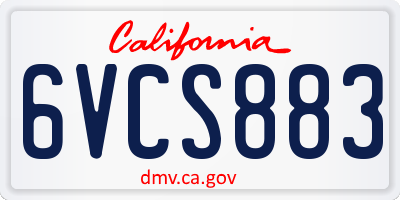 CA license plate 6VCS883