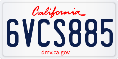 CA license plate 6VCS885