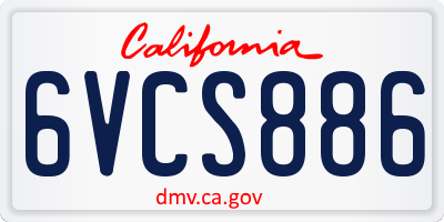 CA license plate 6VCS886
