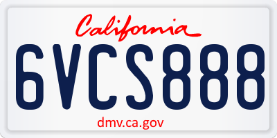 CA license plate 6VCS888
