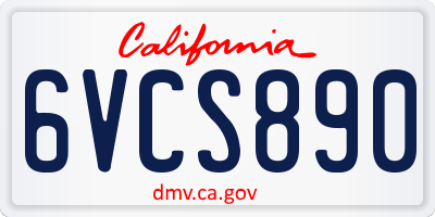 CA license plate 6VCS890