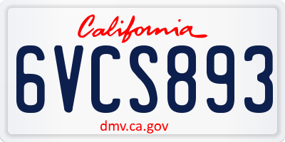 CA license plate 6VCS893