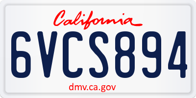 CA license plate 6VCS894
