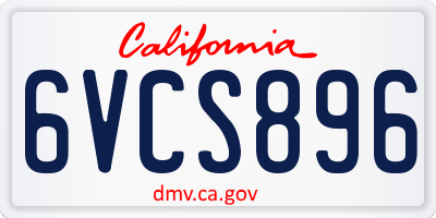 CA license plate 6VCS896