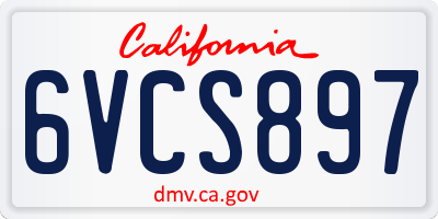 CA license plate 6VCS897