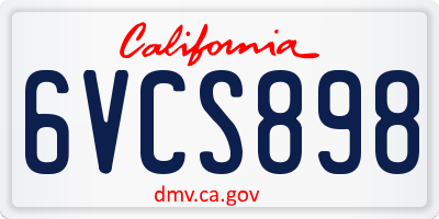 CA license plate 6VCS898