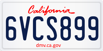 CA license plate 6VCS899