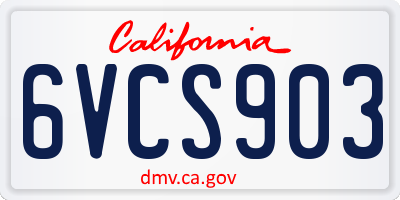 CA license plate 6VCS903