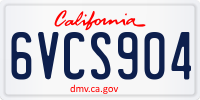 CA license plate 6VCS904