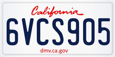 CA license plate 6VCS905