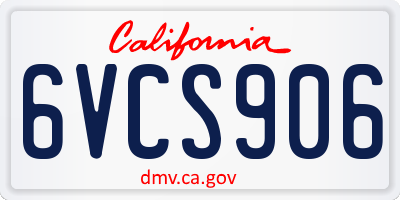 CA license plate 6VCS906