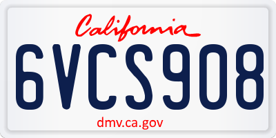 CA license plate 6VCS908