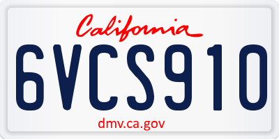 CA license plate 6VCS910